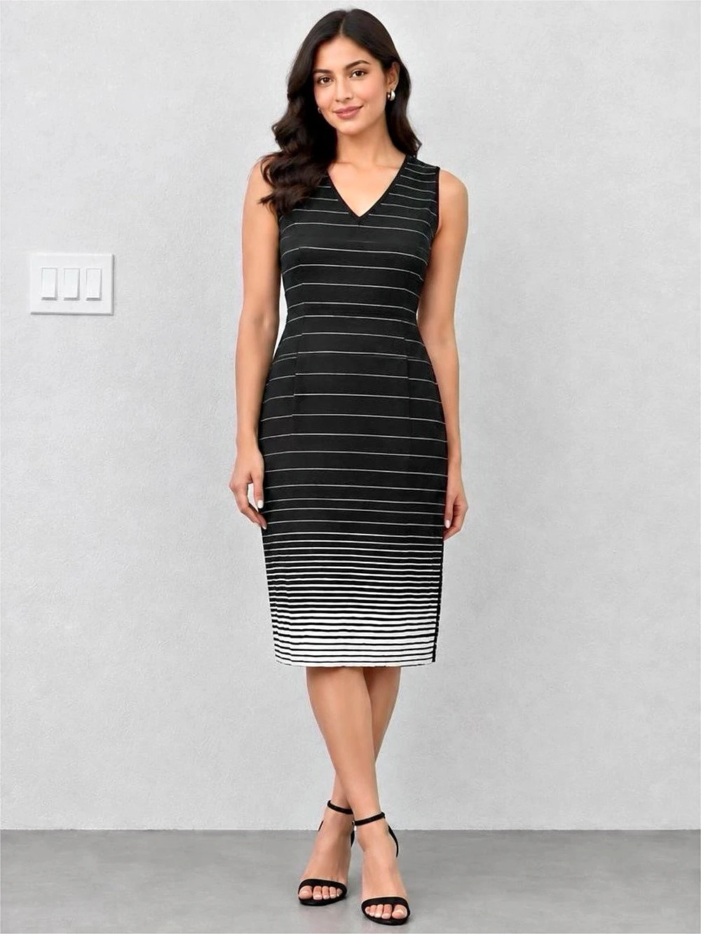 White House Black Market Striped Midi Dress Size 2 Like New